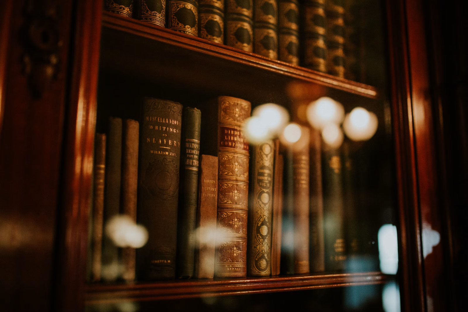 Traditional law books in a library